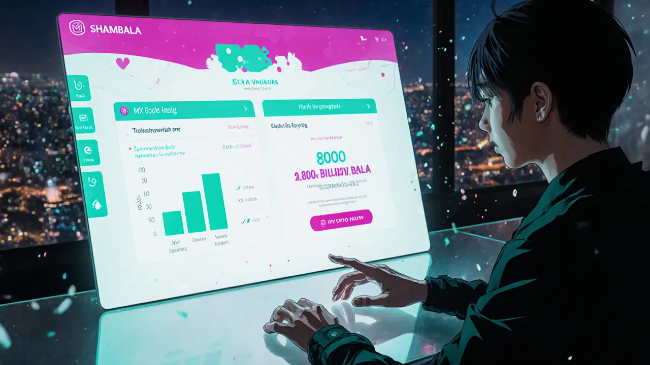 User interacting with MEXC launchpad UI showing MX staking and BALA reward pool.