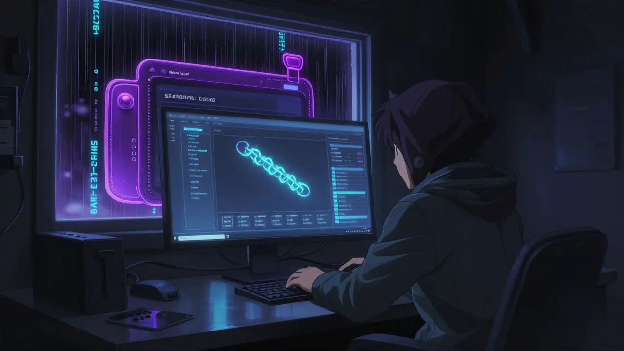 A lone miner stares at a flickering wallet interface surrounded by digital hash streams.