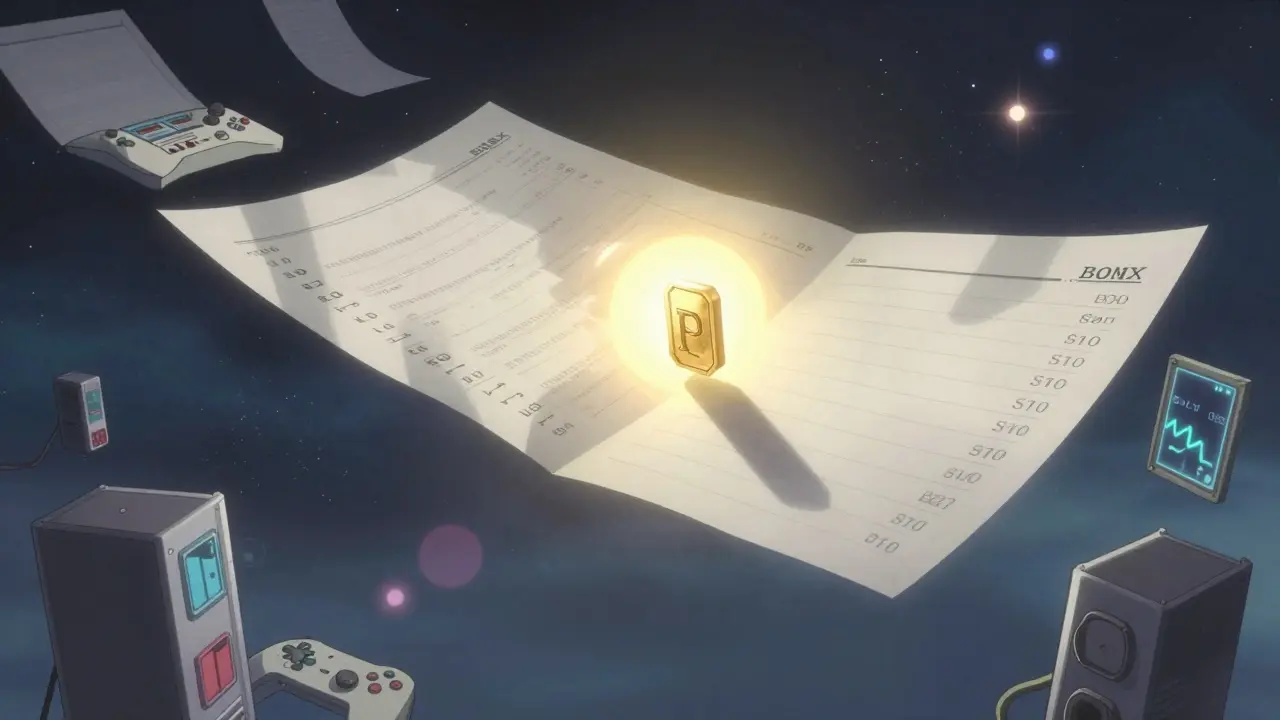 An empty blockchain ledger fades as a single FORM token glows amid abandoned gaming relics.