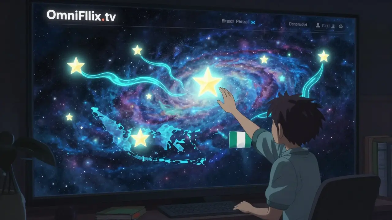 A cosmic network of video NFTs flows with FLIX tokens between creators worldwide.