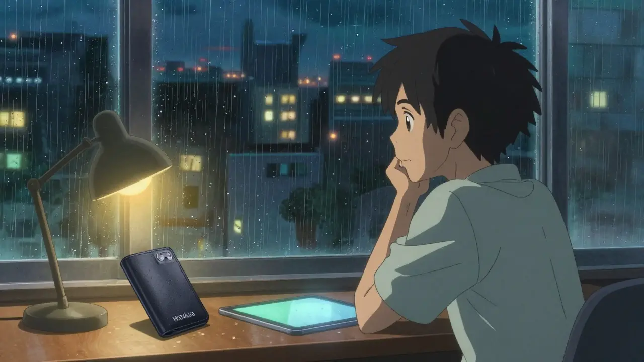 A person contemplating their crypto strategy by a rainy window