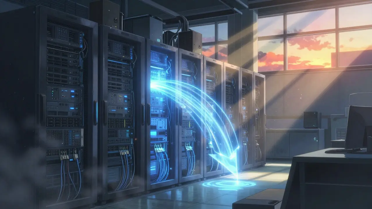 Digital art showing contrast between dark obsolete miners and bright efficient ones.