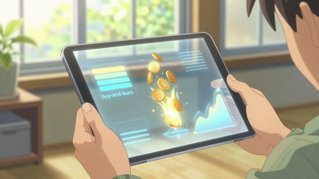 Person viewing transparent tokenomics data on a holographic screen in a sunlit room.