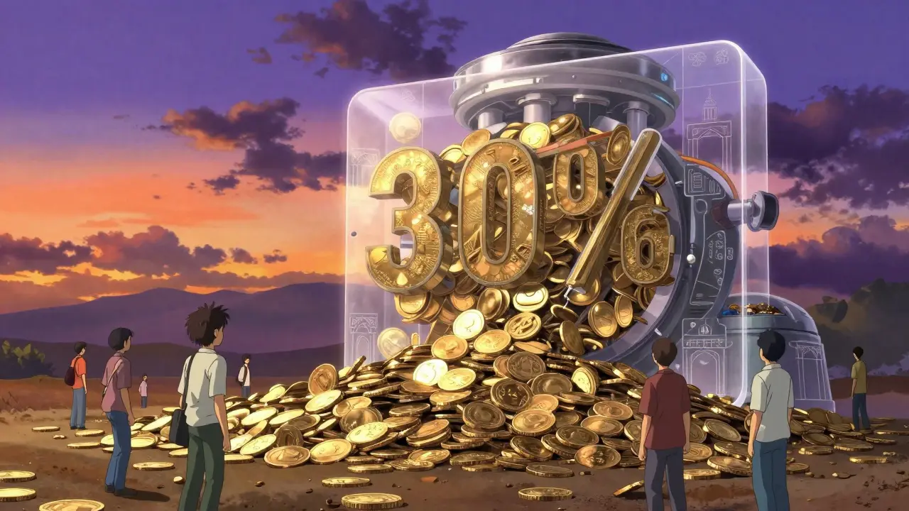 Surreal art showing taxes taking crypto profits away