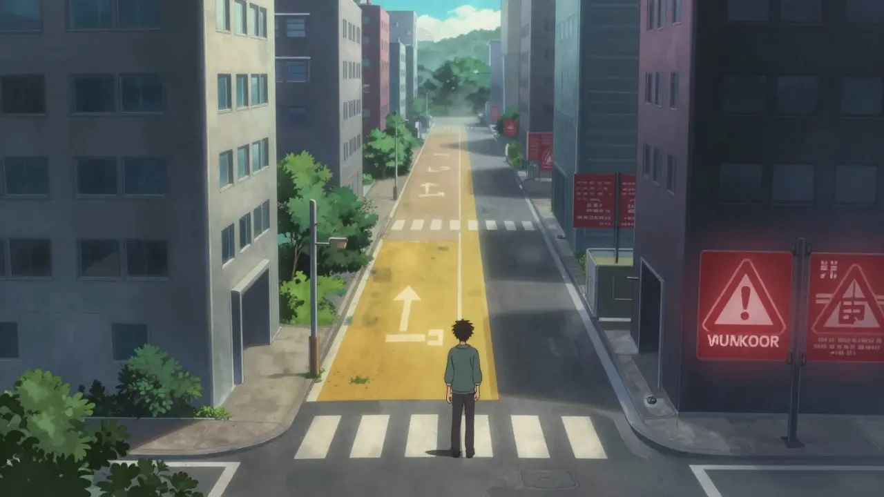 Anime scene showing choice between compliant and banned crypto paths