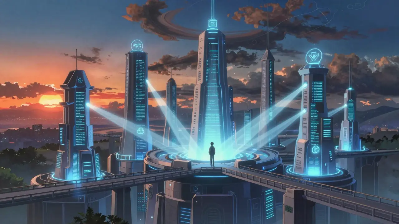 Complex digital fortress representing restaking protocols
