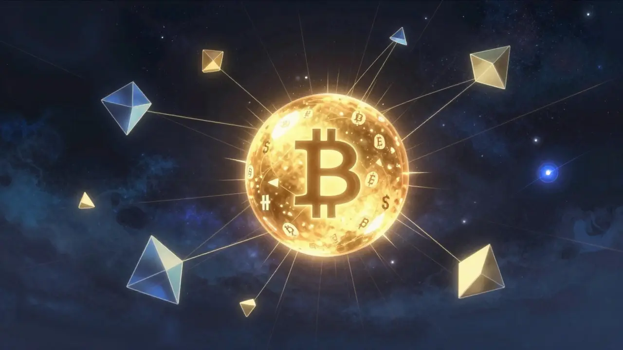 Abstract glowing orb representing unified margin pooling assets in a starry void