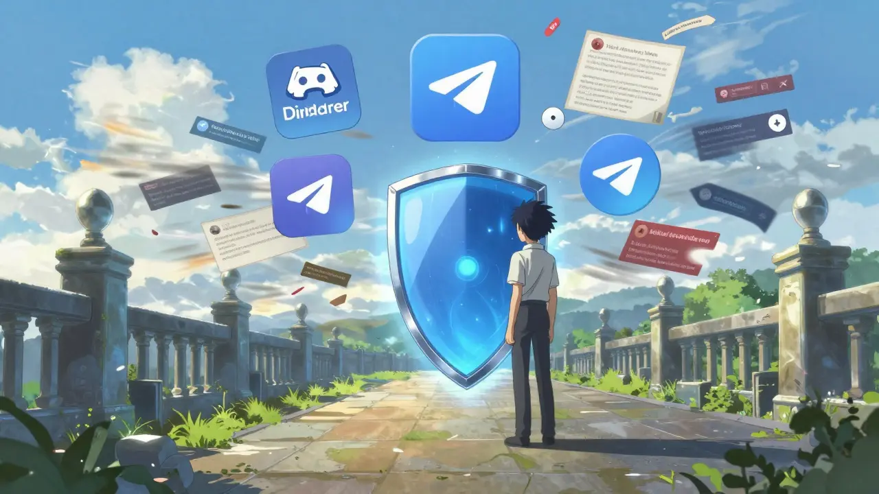Anime character protecting crypto assets with a hardware wallet against scams