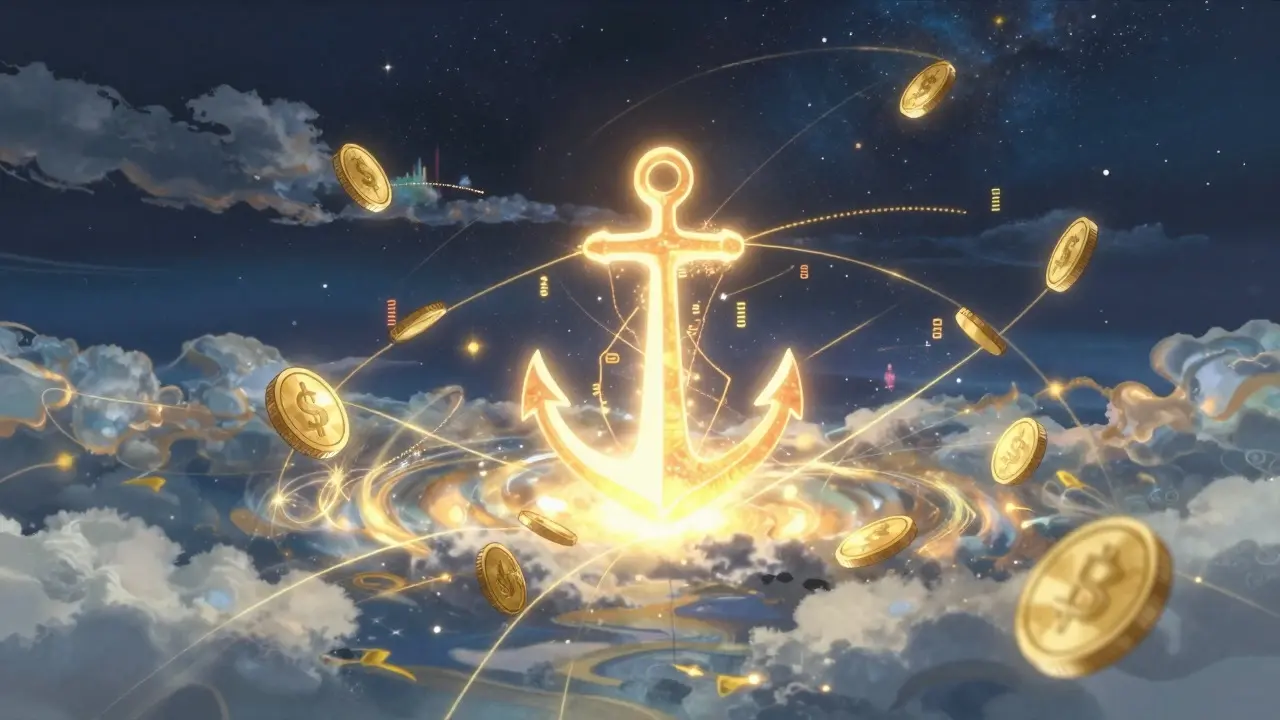 Ethereal anime art showing stable oracle price feeds for crypto