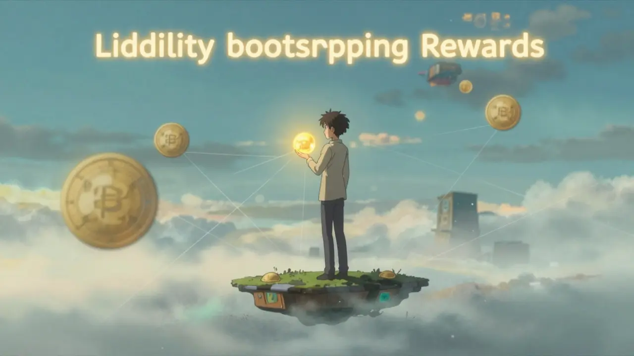 Anime art of a figure holding a glowing token orb amidst digital threads in a misty void
