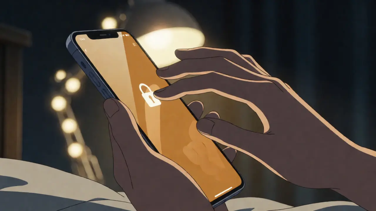 Close-up of hands using smartphone for secure crypto transaction